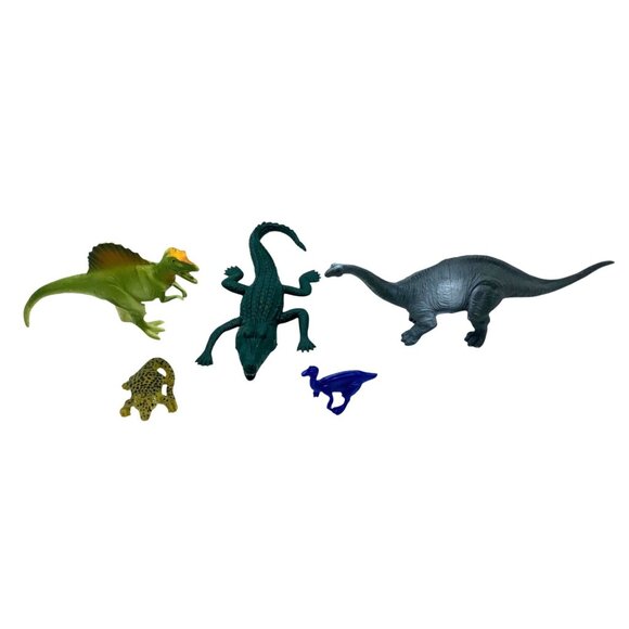 Set Of 5 Dinosaur & Reptile Figurines Plastic Toys For Kids Learning & Play - Picture 1 of 8